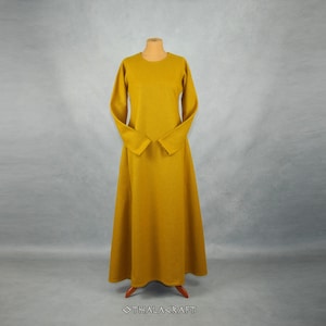 Woolen Viking dress, Viking and Slavic woman historical costume, Viking Age Dress, Early Medieval - honey yellow, S size