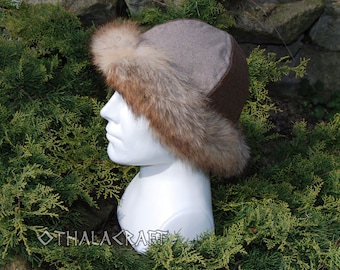 Viking Woolen hat with fur, Slavic hat, Medieval, Larp, Fantasy, Wikinger, SCA