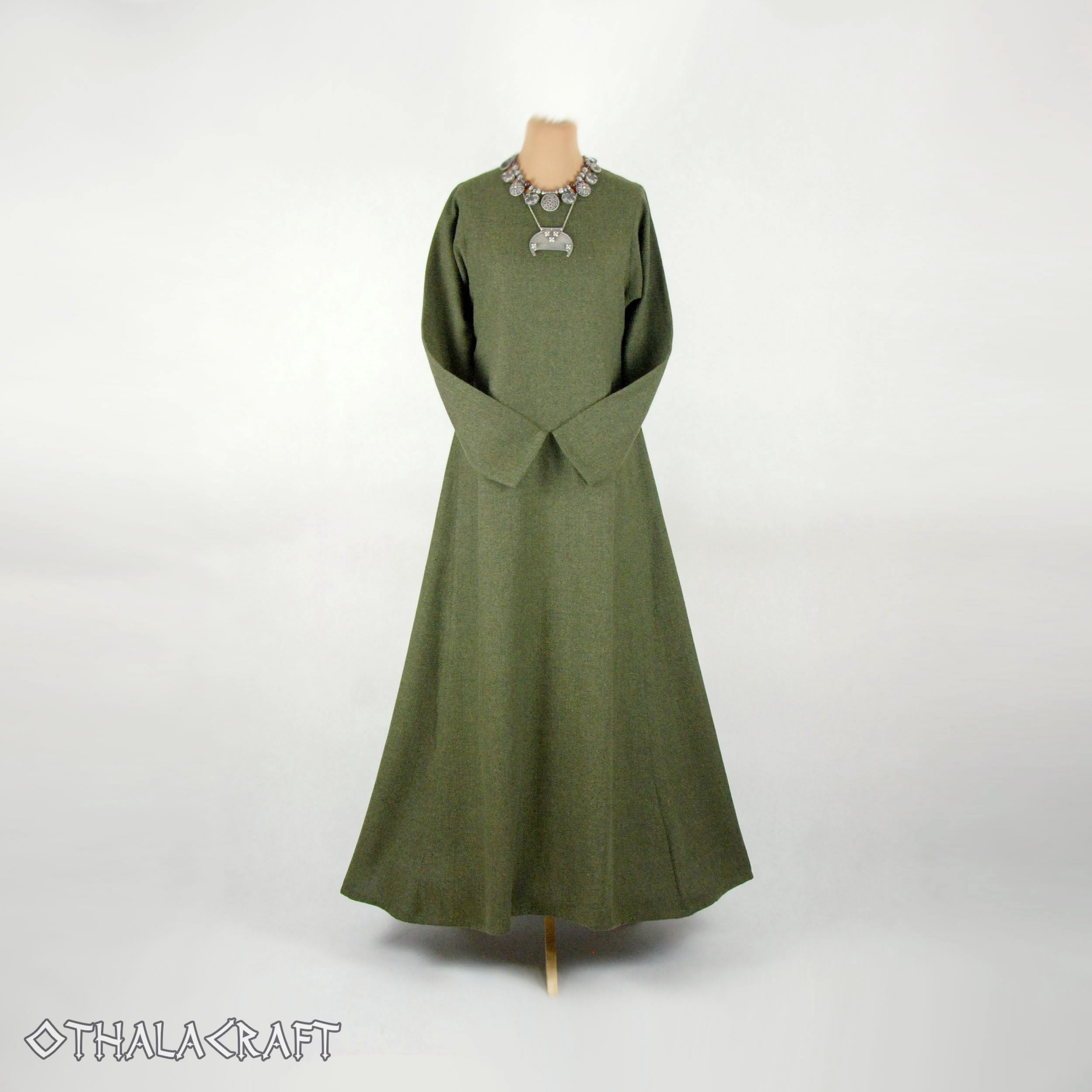 green woolen dress Viking - Hand Stitched Herringbone Garb casual dark green dress