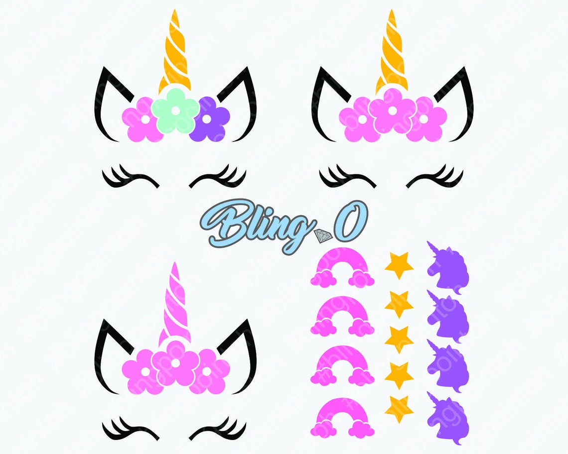 Unicorn svg bundle flower crown cut file svg eps dxf | Etsy
