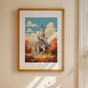 Disneyland Paris Print, Autumn Style, Disneyland Paris Poster, Sleeping Beauty Castle, Disney Drawings, Disney Wall Art, Disney Pictures