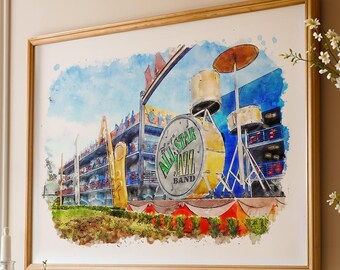 Disney's All Star Music Resort aquarel schetsprint, Disney prints, Disney Resort prints