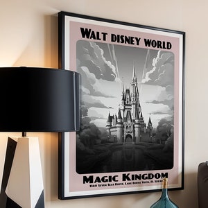 Stampa Disney Magic Kingdom, poster di viaggio, stampe Disney neutre, poster Disney World, stampe Walt Disney World, A1, A2, A3, A4, A5
