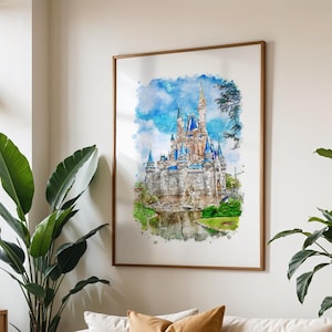 Cinderella Castle Watercolour Print, Disney Print, Disney Poster, Magic Kingdom, Disney Wall Art, Disney Parks Poster, Disney World Prints