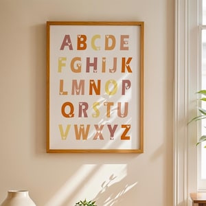 Disney Nursery Prints, Mickey Mouse Alphabet Print, Neutral Children&#39;s Bedroom, Boho Poster, Disney Prints, Nursery Prints