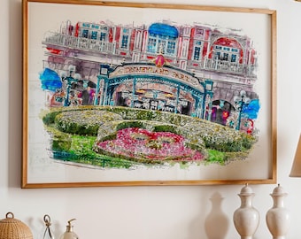 Disneyland Paris, Gravuras Disney em Aquarela, Entrada do Parque Disneyland