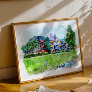 Disney&#39;s Port Orleans French Quarter Resort Watercolour Sketch Print, Disney Prints, Disney Resorts, Disney World Hotels, Disney Paintings
