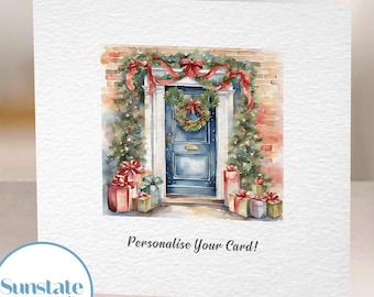 Personalised Disney Christmas Cards, Disney Inspired, Christmas Door, Mickey Mouse, Disney Prints
