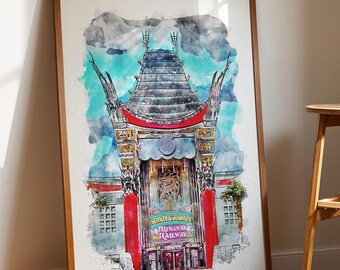 Mickey and Minnie's Runaway Railway, Watercolour Print, Disney Prints, Chinese Theatre, Hollywood Studios Prints