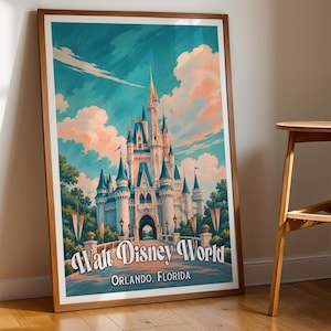 Walt Disney World Print, Vintage Poster of Walt Disney World, Disney Castle Poster, Vintage Disney World Wall Art, Vintage Disney Artwork