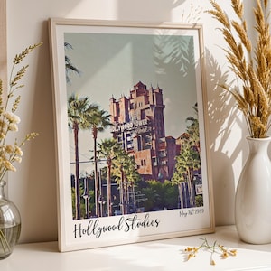 Retro, Hollywood Studios-print, Tower Of Terror, Polaroid-stijl, Vintage Disney-prints, Disney World-prints, Disney-parken, Disney-parken
