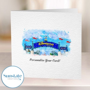 Disneyland Paris Greetings Card, Personalizowane karty Disney, Disneyland Paris Print, Karty z zapowiedzią podróży, Wydruki Disney