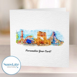 Spersonalizowana kartka z pozdrowieniami Universal Parks, Universal Studios, Volcano Bay, Islands Of Adventure, Universal Prints, Universal Prints