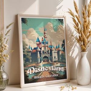 Impresión de Disneyland California, impresión retro de Disneyland, carteles de Disneyland, impresiones de Disney, castillo de la Bella Durmiente, arte mural de Disney, regalo de Disney