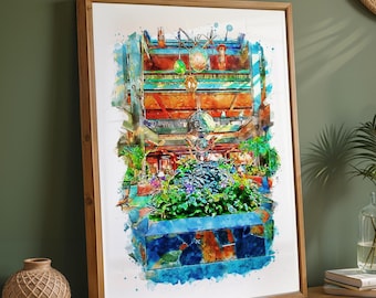 Disney's Polynesian Resort Watercolour Sketch Print, Disney Prints, A3, A4, A5