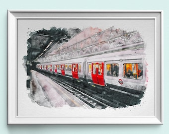 London Underground Watercolour Sketch Print, Tube Station, Prints Available In A3, A4, A5