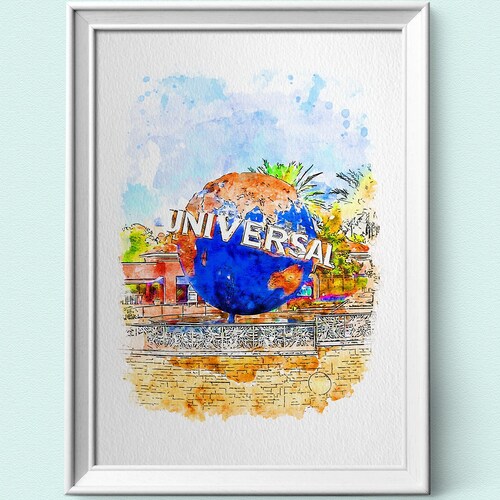 Universal Studios Orlando Watercolour Print Universal Studios Etsy