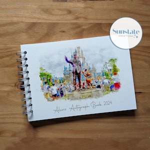 Personalised Disney Autograph Books, Disney World Autograph Book, Walt and Mickey, Disney Notepad, Disney Notebook, Disney Signature Book