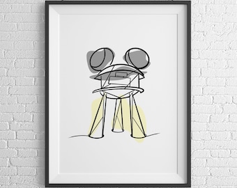 Walt Disney Studios, Stampa Line Art, Stampa Disney, Poster Disney, Decorazione murale Disney, Stampe Disneyland Paris, A1, A2, A3, A4, A5