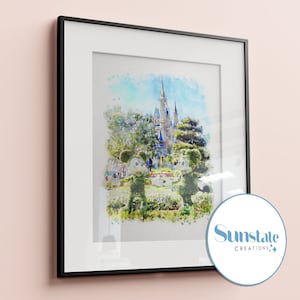 Mickey Mouse Topiary Aquarela Esboço Impressão, Magic Kingdom, Disney Impressões, A3, A4, A5