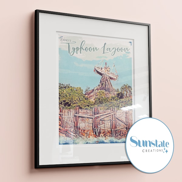 Typhoon Lagoon Retro Disney Print, Retro Disney Poster, Disney Wall Art, Walt Disney World Prints Available In A1, A2, A3, A4, A5