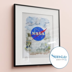 Kennedy Space Center, NASA aquarel schetsprint, prints beschikbaar in A3, A4, A5