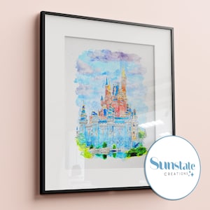 Cinderella Castle Disney Watercolour Print, Disney Prints, 50th Anniversary, Disney Poster, Magic Kingdom, Watercolour Print, Disney Gifts