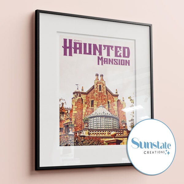 Haunted Mansion Retro Disney Prints, Retro Disney Poster, Magic Kingdom Prints, Disney World Posters, Disney Parks Posters, Disney Wall Art