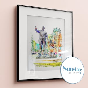 Walt and Mickey Watercolour Print, Walt Disney Studios, Prints Available In A5, A4 & A3