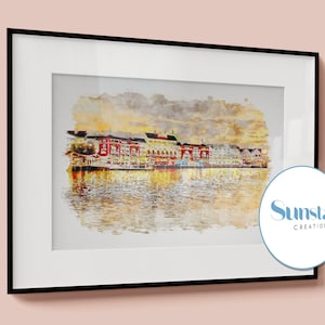 Disney&#39;s Boardwalk Resort Watercolour Sketch Print, Disney Prints Available In A3, A4, A5, Disney Resorts