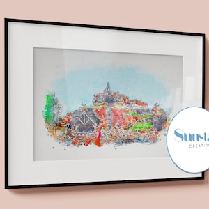 Splash Mountain aquarela, impressões Disney, pôster Disney, impressão em aquarela Disney, impressão Magic Kingdom, pôster Splash Mountain