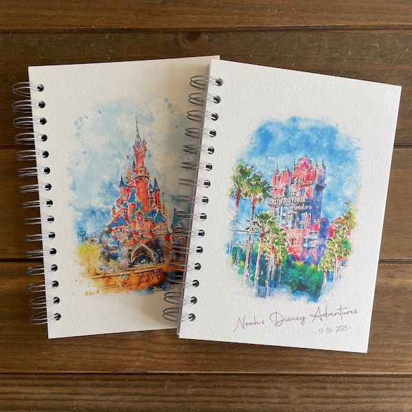 Personalised Disney Notebook, A5 Walt Disney World Notebook, Disneyland Paris, Disney Stationery, Disney World Notebooks, Disney Gifts
