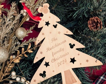 Personalised Disney Christmas Tree, Hanging Decoration, Engraved, Wooden Disney Xmas Decs, Custom Disney Christmas Decorations, Hanger, Gift