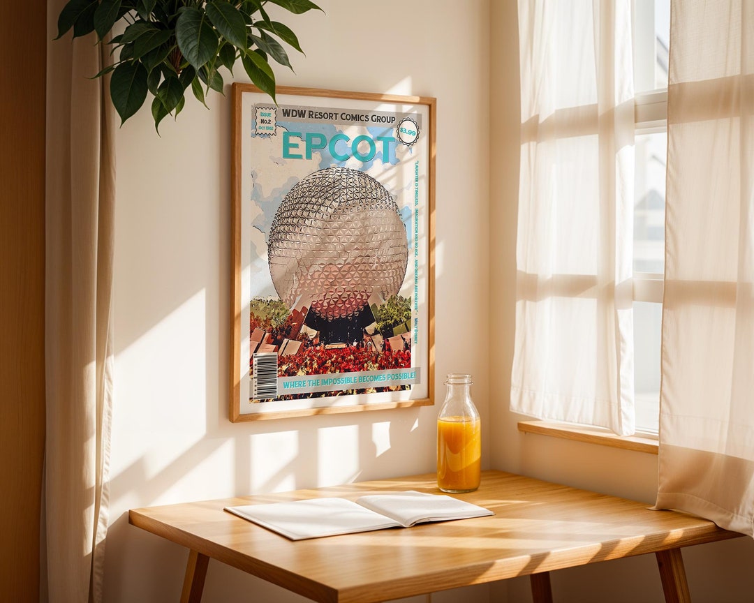 Epcot, Retro Comic Print, Disney Poster, Disney Print, Spaceship Earth ...