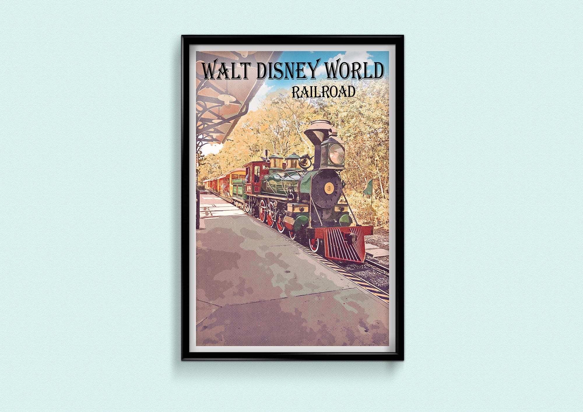 Discover Walt Disney World Railroad, Retro Poster Print, Disney Train Poster