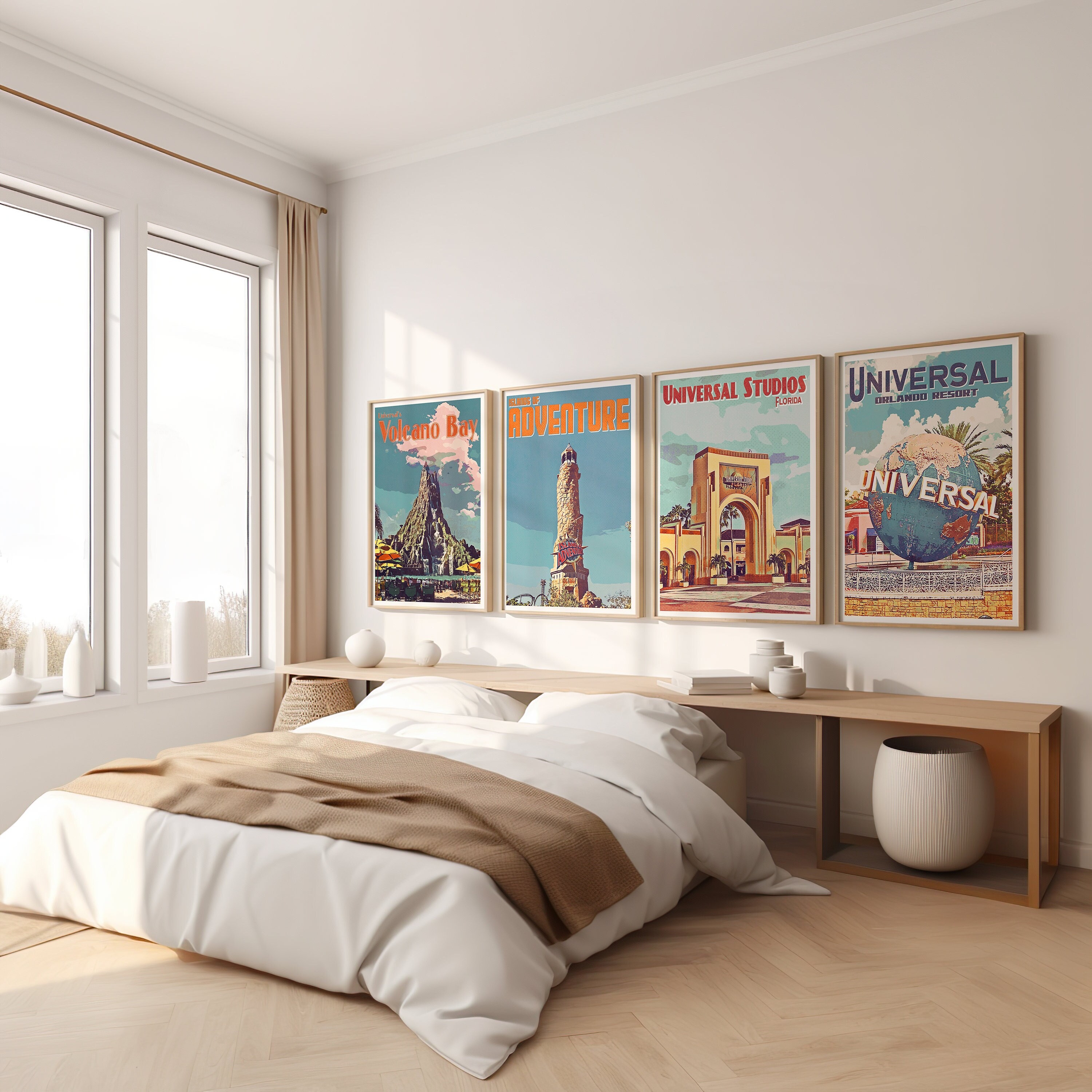 Universal Orlando Retro Poster Prints, Set of Four Vintage Style