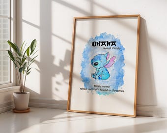 Ohana Means Family Quote Print, Disney Lilo & Stitch, A3, A4, A5 Prints, Stitch Prints, Disney Prints, Ohana Prints, Stitch Decor
