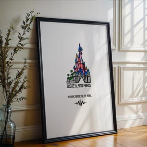 Disney Line Art Print, Disneyland Paris Castle, Disney Prints, Disney Parks, Abstract Art, Disney Posters, Disneyland Paris Prints, Line Art
