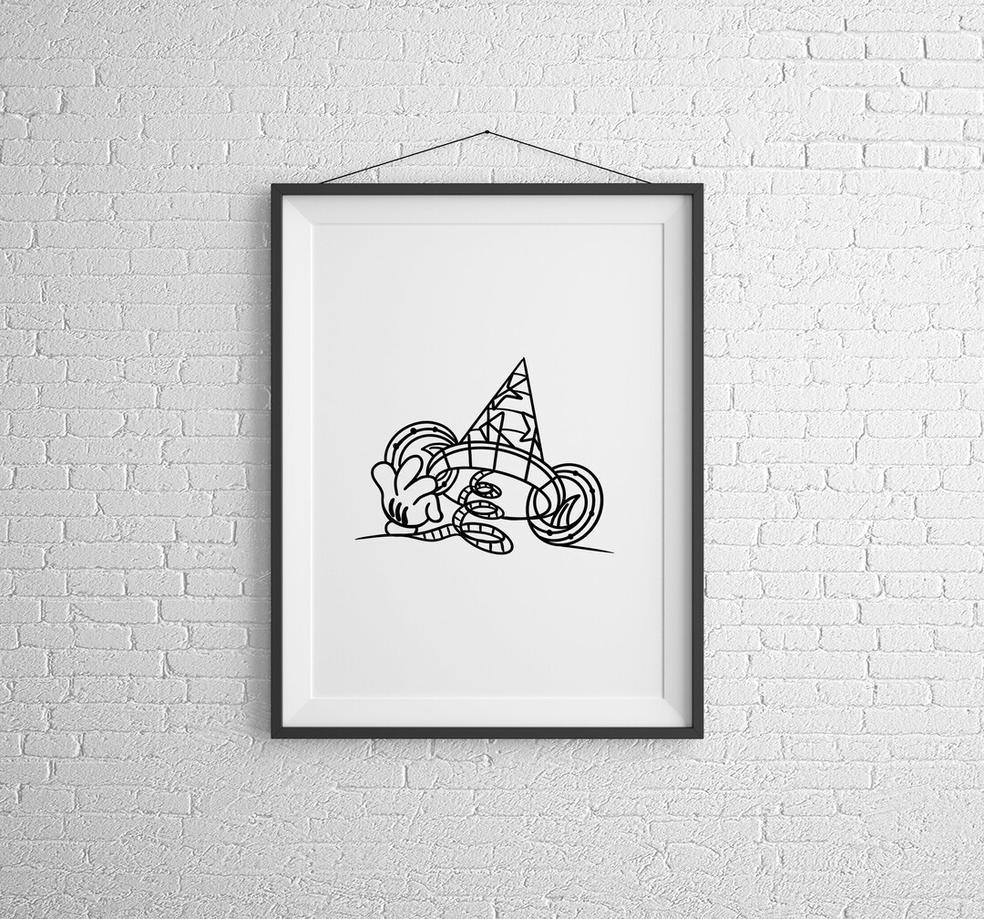 Sorcerer's Hat, Line Art Disney Print, Hollywood Studios Poster