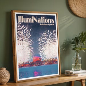 IllumiNations Retro Poster Print, Epcot, Reflections Of Earth, Walt Disney World, Vintage Style Disney Prints
