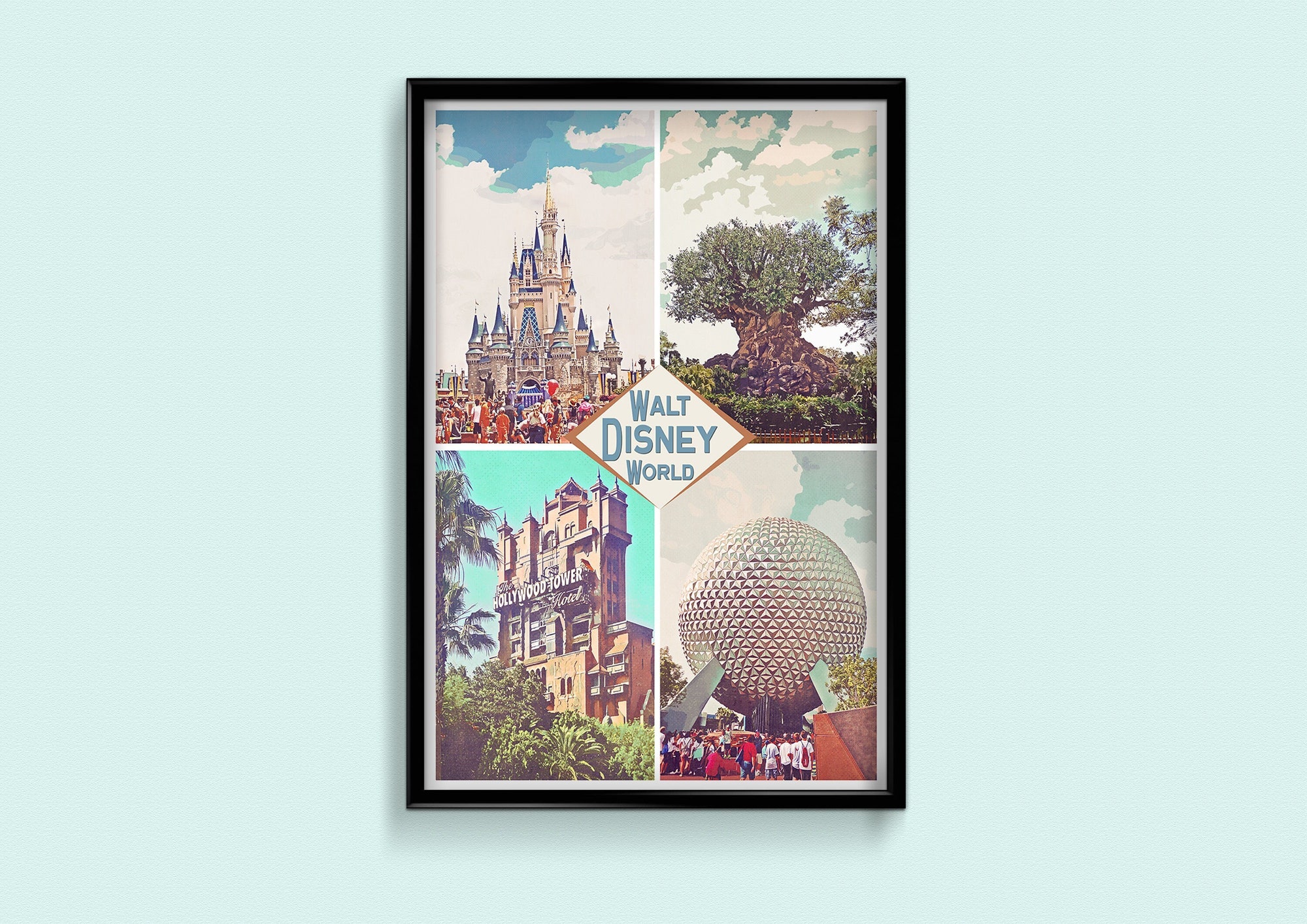 Discover Four Parks, Retro Poster Print, Walt Disney World Poster