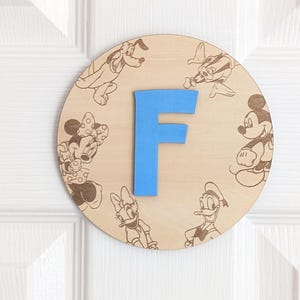 Personalised Engraved Wooden Plaque, Disney Name Sign, Initials, Letter, Walt Disney Characters, Disney Door Hanger, Disney Decor
