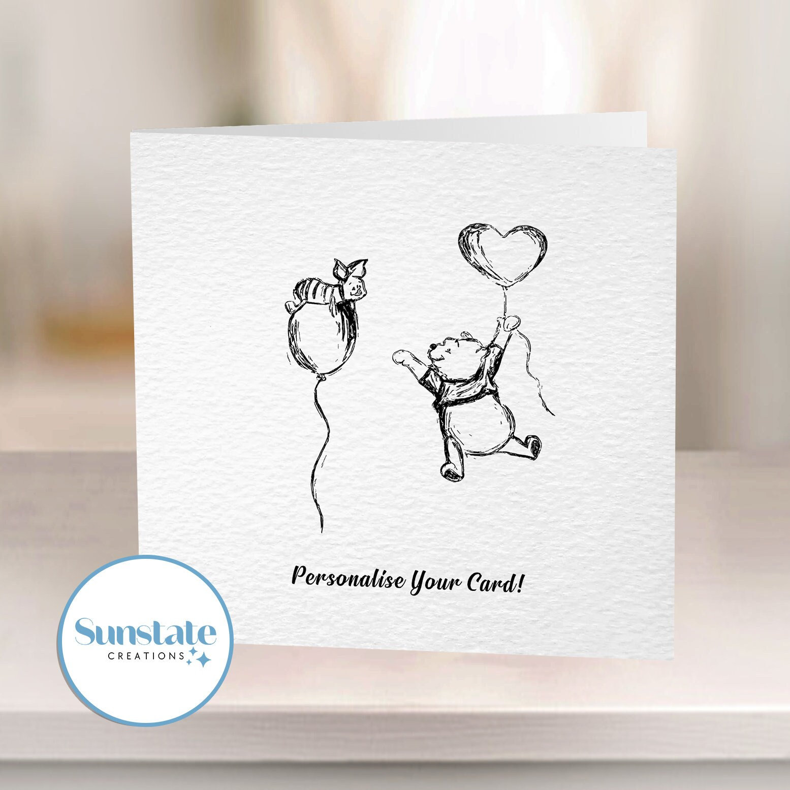 Winnie The Pooh Personalised Greetings Card, Customised Disney Birthday Cards, Pooh and Piglet Birthday Card