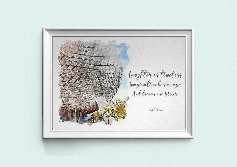 Walt Disney World Quote Prints, Landscape Set Of Four Watercolour Sketch Prints, Disney Park Prints image 3