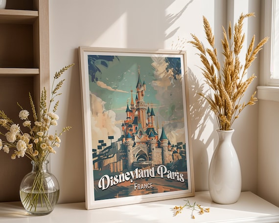 Disneyland Paris Prints, Disney Prints, Retro Disney Prints, Vintage Disneyland Paris Prints, Sleeping Beauty Castle, Disney Castle Prints