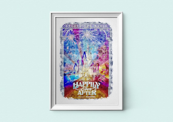 Happily Ever After Watercolour Sketch Print Magic Kingdom Etsy Italia