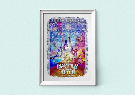 Happily Ever After Watercolour Sketch Print Magic Kingdom Etsy Italia