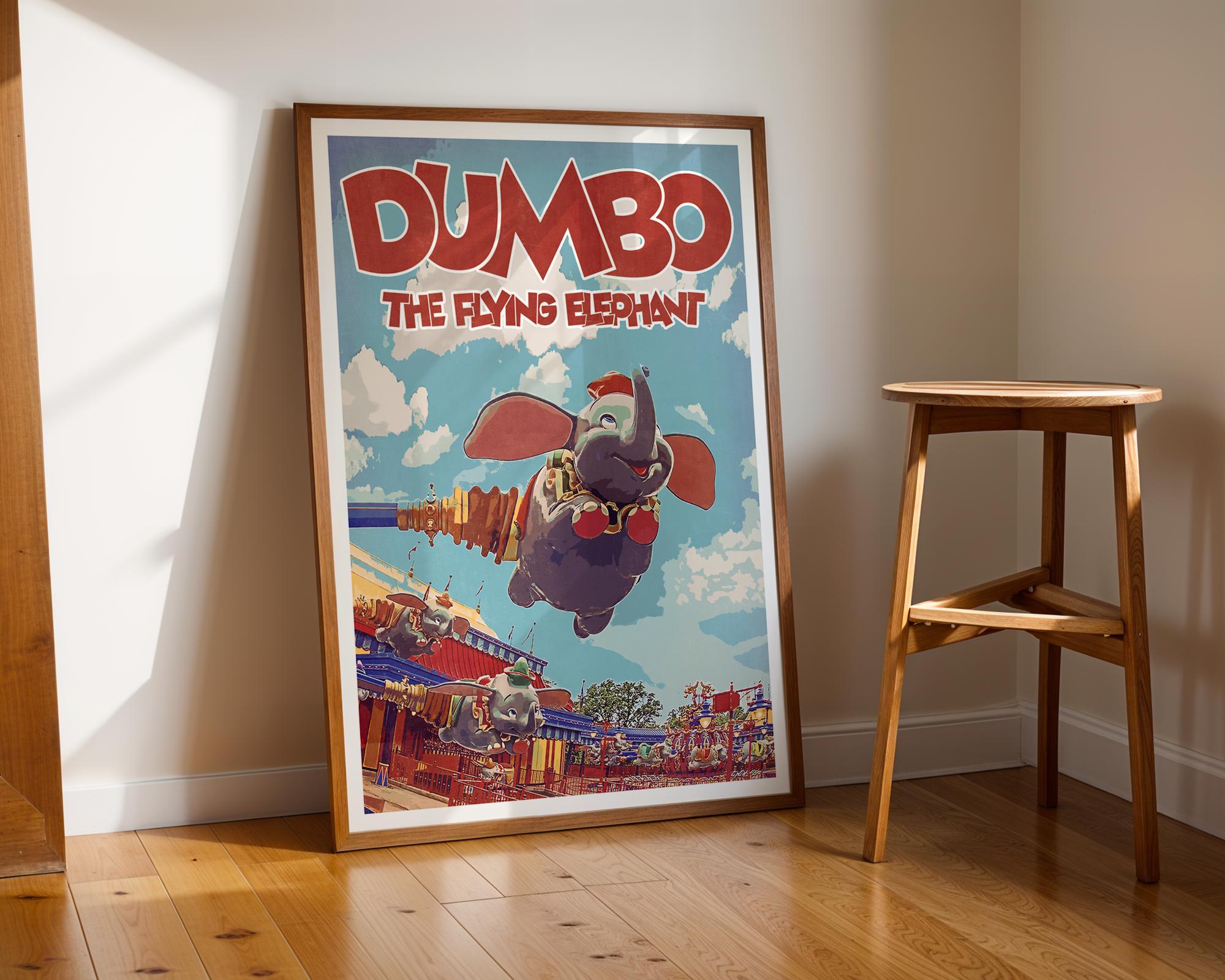 Disney Prints, Dumbo the Flying Elephant, Retro, Retro Disney