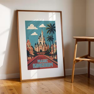 Magic Kingdom Retro Pop Art Style Disney Print, Disney Poster, Disney Nursery Prints, Cinderella Castle, Disney World Prints, Disney Parks