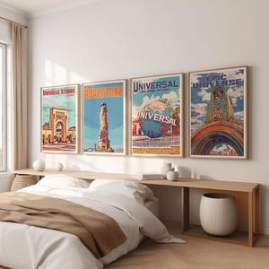 Universal Orlando Retro Poster Prints, Vintage Set of 4, Universal Park Icon Posters, Epic Universe, Islands of Adventure, Universal Studios